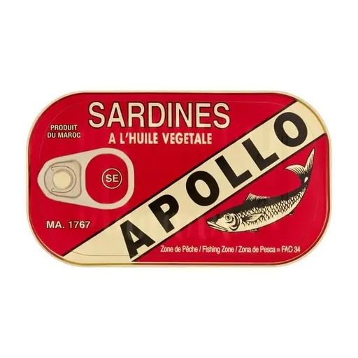 Sardines A L'Huile Vegetale Apollo 125ml